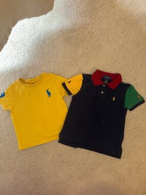Polo by Ralph Lauren Yellow Tee & Navy Colorblock Polo